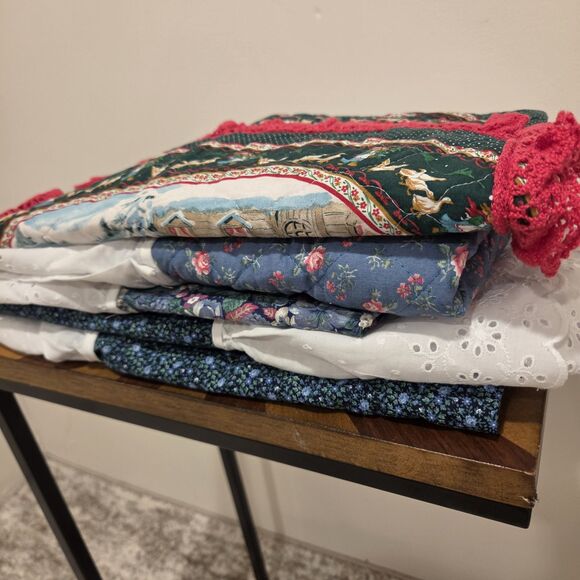Unbranded Other - Vintage 80s 90s Lot Of 5 Pillow Cases Floral Lace Trim Cottagecore Grannycore